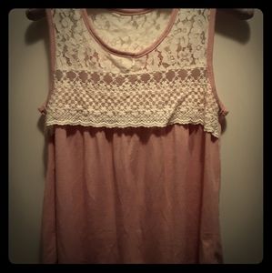 Self E Sleeveless Pink & Lace Top